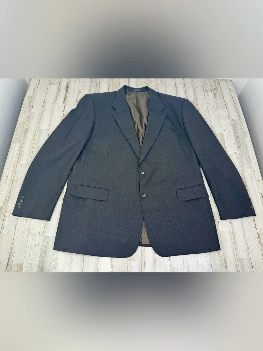 Stafford Mens 50L Wool Sport Coat Classic Fit Blazer Gray Glen Check
